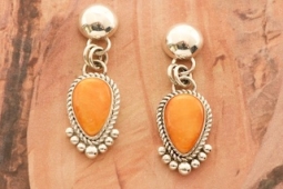 Artie Yellowhorse Genuine Spiny Oyster Shell Sterling Silver Post Earrings